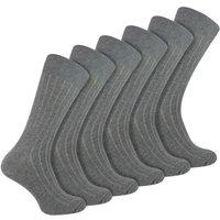 Sock Snob Men's 6 Pairs Plain Coloured Cotton Rich Ribbed Dress Socks in Grey | Size: 6-11