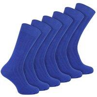 Sock Snob Men's 6 Pairs Plain Coloured Cotton Rich Ribbed Dress Socks in Blue | Size: 6-11