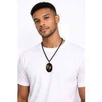 JTAPHRIQUE Men's African-Inspired Beaded Necklace with Statement Pendant in Black