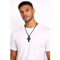 JTAPHRIQUE Men's African-Inspired Beaded Necklace with Statement Pendant in Black