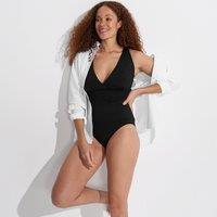 Lands' End Women's Plunge V-neck Tankini Top, D Cup in Black | Size: 10-12