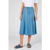 Damart Women's Summer Ready Cotton Flared Light Midi Skirt in Light Blue | Size: 12