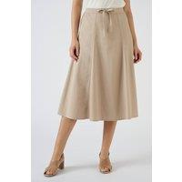 Damart Women's Summer Ready Cotton Flared Light Midi Skirt in Stone | Size: 14