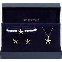 Jon Richard Women's Gold Plated Pave & Pearl Starfish Trio Set - Gift Box