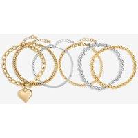 Mood Women's Two Tone Heart Bracelet - Pack of 4 in Metallics