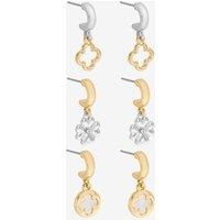 Mood Women's Two Tone Clover Earrings - Pack Of 3 in Metallics