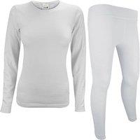 THMO Women's Long Sleeve Thermal Top & Thermal Leggings for Winter in White | Size: S/M