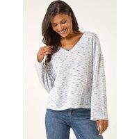 Roman Women's Contrast Stitch V-Neck Top in Cool White | Size: 18