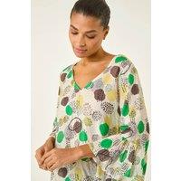 Roman Women's Abstract Spot Flare Sleeve Top | Size: 14
