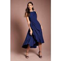 Coast Women's Crepe Ruffle Dress With Low Back in Navy | Size: 8