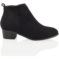 XY London Women's 'Melodie' Zip Up Cowboy Ankle Boots With Low Block Heel in Jet Black | Size: 5