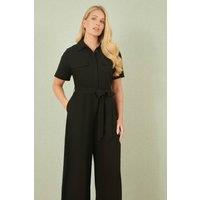 Yumi Women's Black Utility Relaxed Fit Jumpsuit | Size: 12