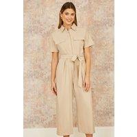 Yumi Women's Stone Utility Relaxed Fit Jumpsuit | Size: 10