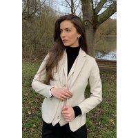 Infinity Leather Women's 2 Piece Set Wool Blend Tweed Blazer Waistcoat in Beige | Size: 10