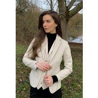 Infinity Leather Women's 2 Piece Set Wool Blend Tweed Blazer Waistcoat in Beige | Size: 14