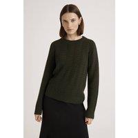 Finery London Women's Nova Round Neck Knitted Jumper in Dark Olive | Size: 10