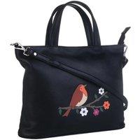 Mala leather Women's Robin Bird Multi-Way Leather Grab Bag in Black