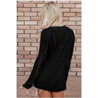 Everyday The Label Women's Black Solid Open Knit Cardigan | Size: Medium