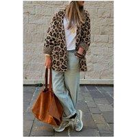 Everyday The Label Women's Brown Leopard Open Casual Cardigan | Size: Large
