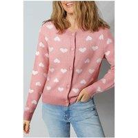 Everyday The Label Women's Light Pink Heart Pattern Button Front Cardigan Sweater | Size: Large