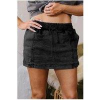 Everyday The Label Women's Black Drawstring High Waist Pocketed Denim Shorts | Size: 16