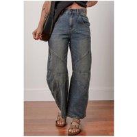 Everyday The Label Women's Sail Blue Exposed Stitching Loose Straight High Waist Jeans in Mid Blue | Size: 8