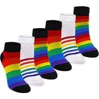 Sock Snob Girl's 6 Pack Rainbow Trainer Cotton Socks Colourful Striped Socks | Size: 4-6 Years