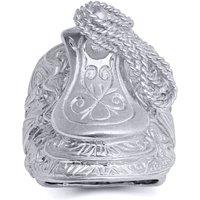 Jewelco London Men's Silver Carved Horse Saddle Stirrups Rope Saddle Ring | Size: V