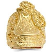 Jewelco London Men's Gold-Plated Silver Carved Horse Saddle Stirrups Rope Saddle Ring in Gold | Size: V