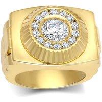 Jewelco London Men's Gold-Plated Silver CZ Fluted Bezel Presidential Cluster Ring in Gold | Size: U