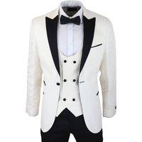 TruClothing Men's Paisley Tuxedo Blazer Waistcoat Jacket in Beige | Size: 36R