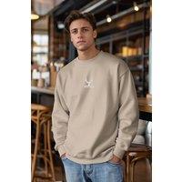 WOVCOR Men's Animal Embroidered Crew Neck Sweatshirt in Stone | Size: Small