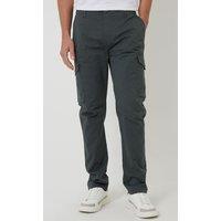 Threadbare Men's 'Drill' Cotton Cargo Trousers With Stretch in Dark Grey | Size: 38R