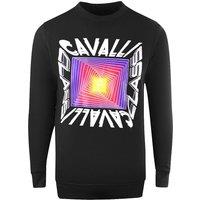 Cavalli Class Men's Asymmetric Box Design Black Sweatshirt | Size: XL