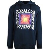 Cavalli Class Men's Asymmetric Box Design Navy Blue Hoodie | Size: XL