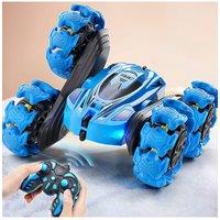 H&O Direct 2.4G RC Blue Stunt Car Toy with Explosion Wheel