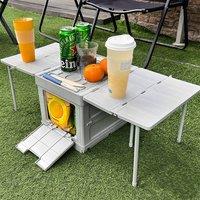 Living and Home Multifunctional Outdoor Foldable Camping Storage Box Expanding Table in Grey