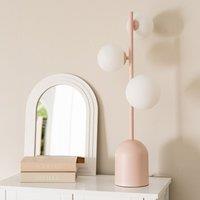 ValueLights Marlow Opaque Glass Globe 3 Way Table Lamp in Pink