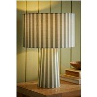 ValueLights Thorley Stripe Drum Shade Full Fabric Table Lamp in Pale Green