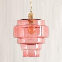 ValueLights Lane Glass 5 Tier Layered Easy Fit Ceiling Pendant Lamp Shade in Bright Pink