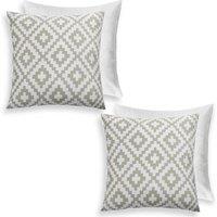 OHS 2 Pack Geometric Cushion Filled Water Resistant Outdoor Garden in Green | Size: 45 cm x 45 cm