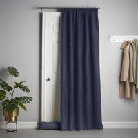 Luxury Living Velvet Chenille Thermal Fleece Lined Single Pencil Pleat Door Curtain in Navy | Size: 137 cm width x 213 cm drop