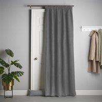 Luxury Living Velvet Chenille Thermal Fleece Lined Single Pencil Pleat Door Curtain in Grey | Size: 137 cm width x 213 cm drop