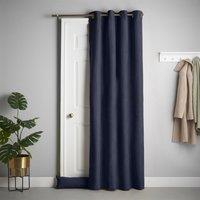 Luxury Living Velvet Chenille Thermal Fleece Lined Single Eyelet Door Curtain in Navy | Size: 137 cm width x 213 cm drop