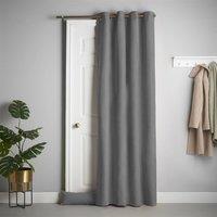 Luxury Living Velvet Chenille Thermal Fleece Lined Single Eyelet Door Curtain in Grey | Size: 137 cm width x 213 cm drop