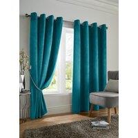 Luxury Living Velvet Ring Top Blackout Curtains in Teal | Size: 117 cm width x 137 cm drop