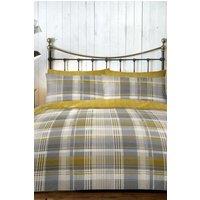 Dreams & Drapes 'Connolly Check' 100% Brushed Cotton Duvet Cover Set in Mustard | Size: Super King