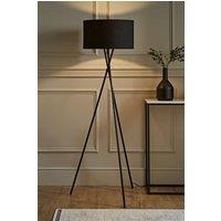 ValueLights Camden Black Metal Tripod Floor Lamp with Black Drum Lamp Shade