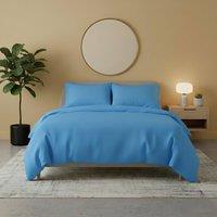 Snug City Flannelette Cotton Duvet Cover Set Soft Brushed Warm Bedding Set in Blue | Size: Single