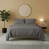 Snug City Flannelette Cotton Duvet Cover Set Soft Brushed Warm Bedding Set in Grey | Size: King